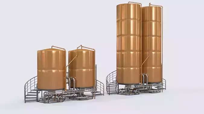 beer tanks for brewery and bar entourage 3D model