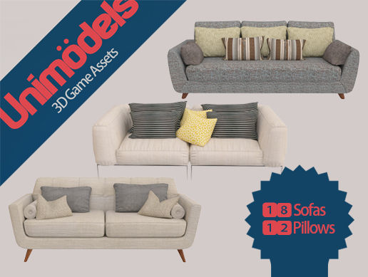 Unimodels Sofas and pillows vol 1 Low-poly 3D model_8