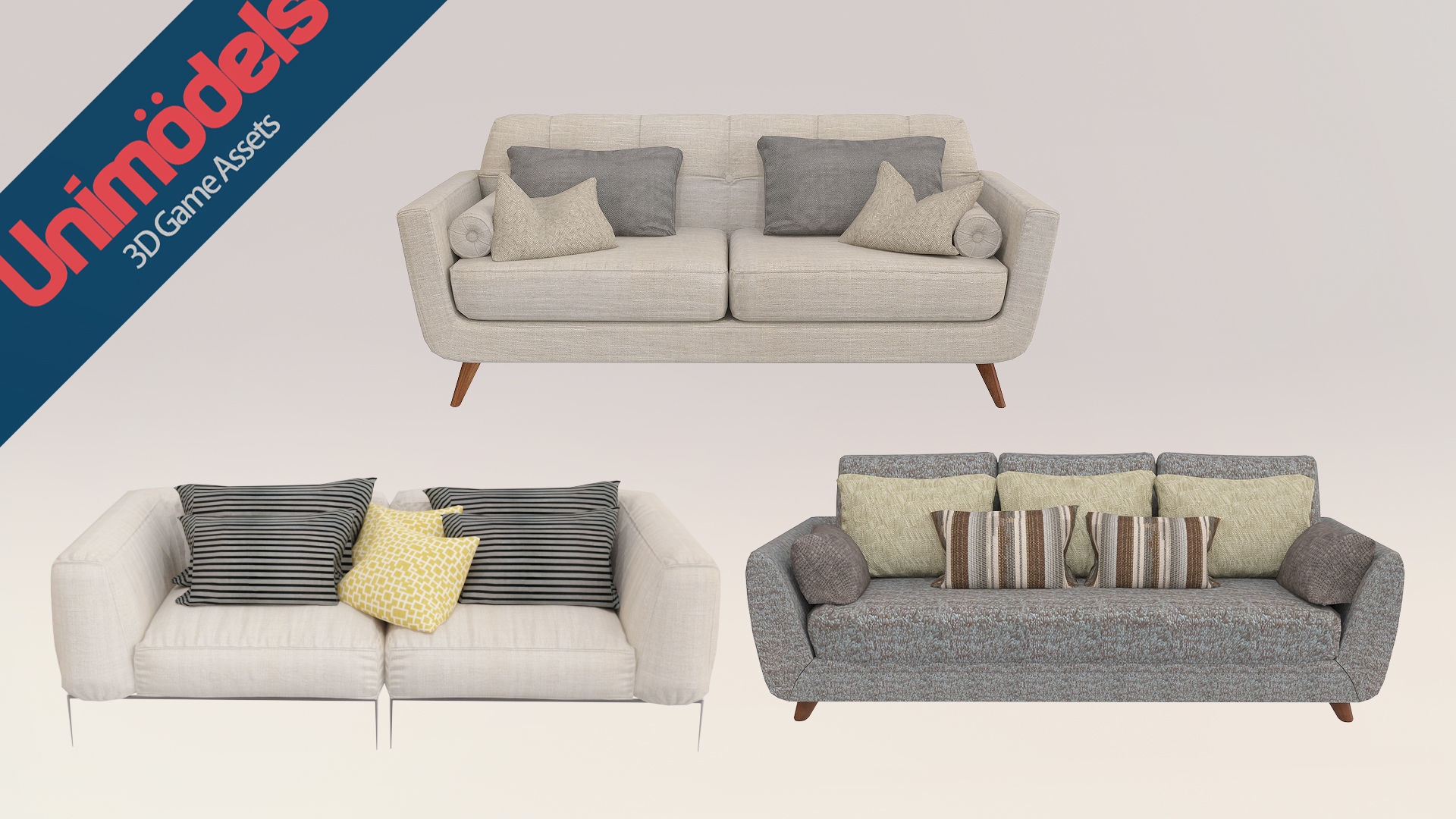 Unimodels Sofas and pillows vol 1 Low-poly 3D model_13