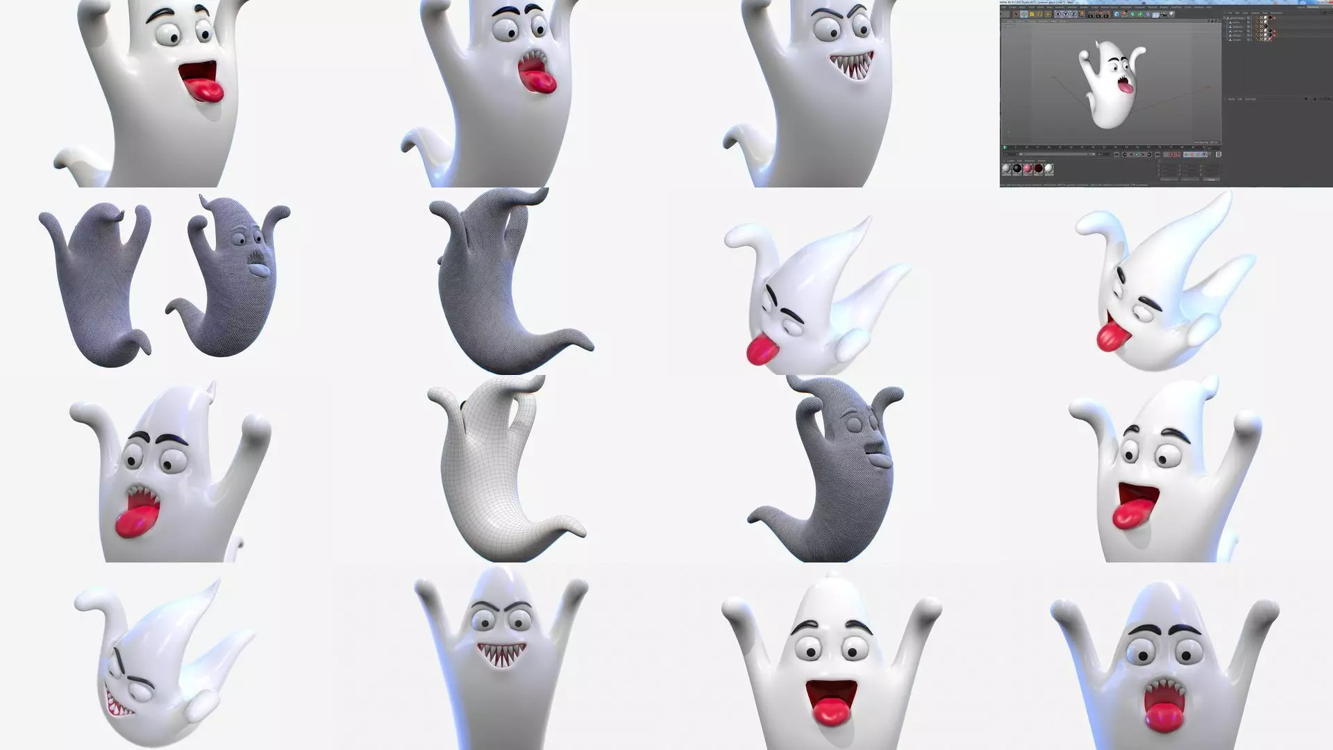 Cartoon ghost characters Pack 3D Model Collection_0