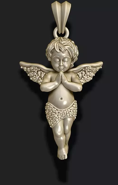 baby angel pendant with gems 3D print model_0