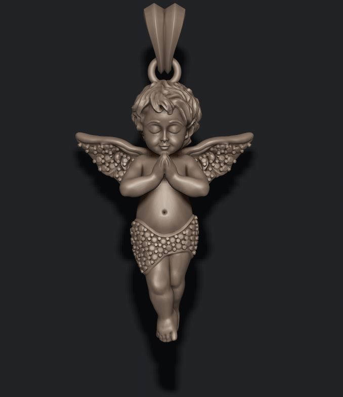 baby angel pendant with gems 3D print model_3