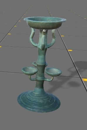 Green glaze high pillar lamp in Han Dynasty Low-poly 3D model_4