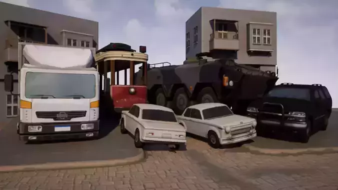 Stylized Cars Low-poly 3D model