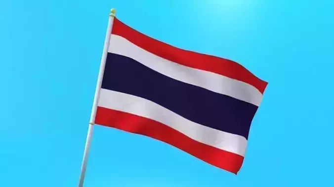 Thai flag animated low poly 3D model