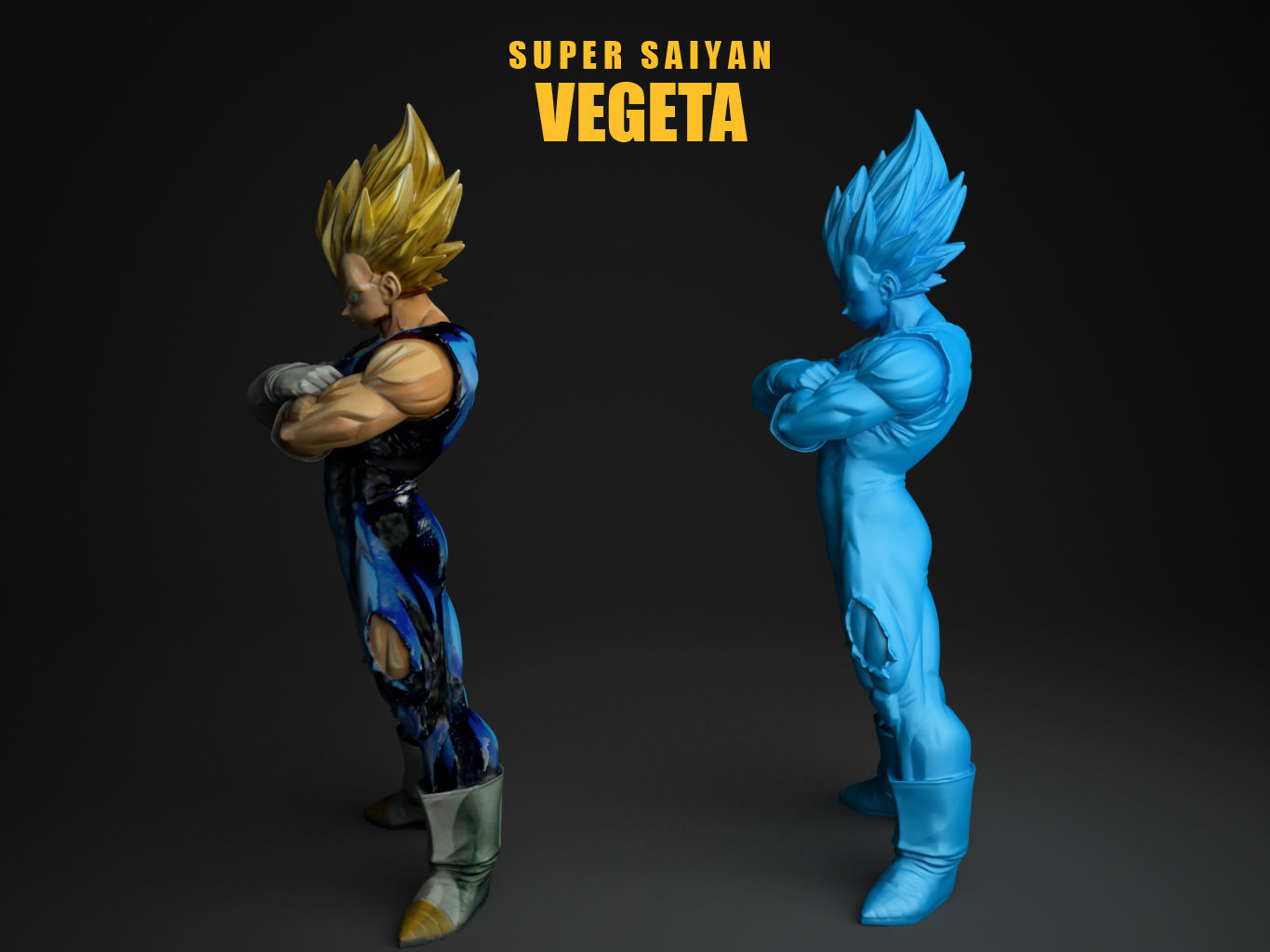 Vegeta 2D Paint 3D model_7
