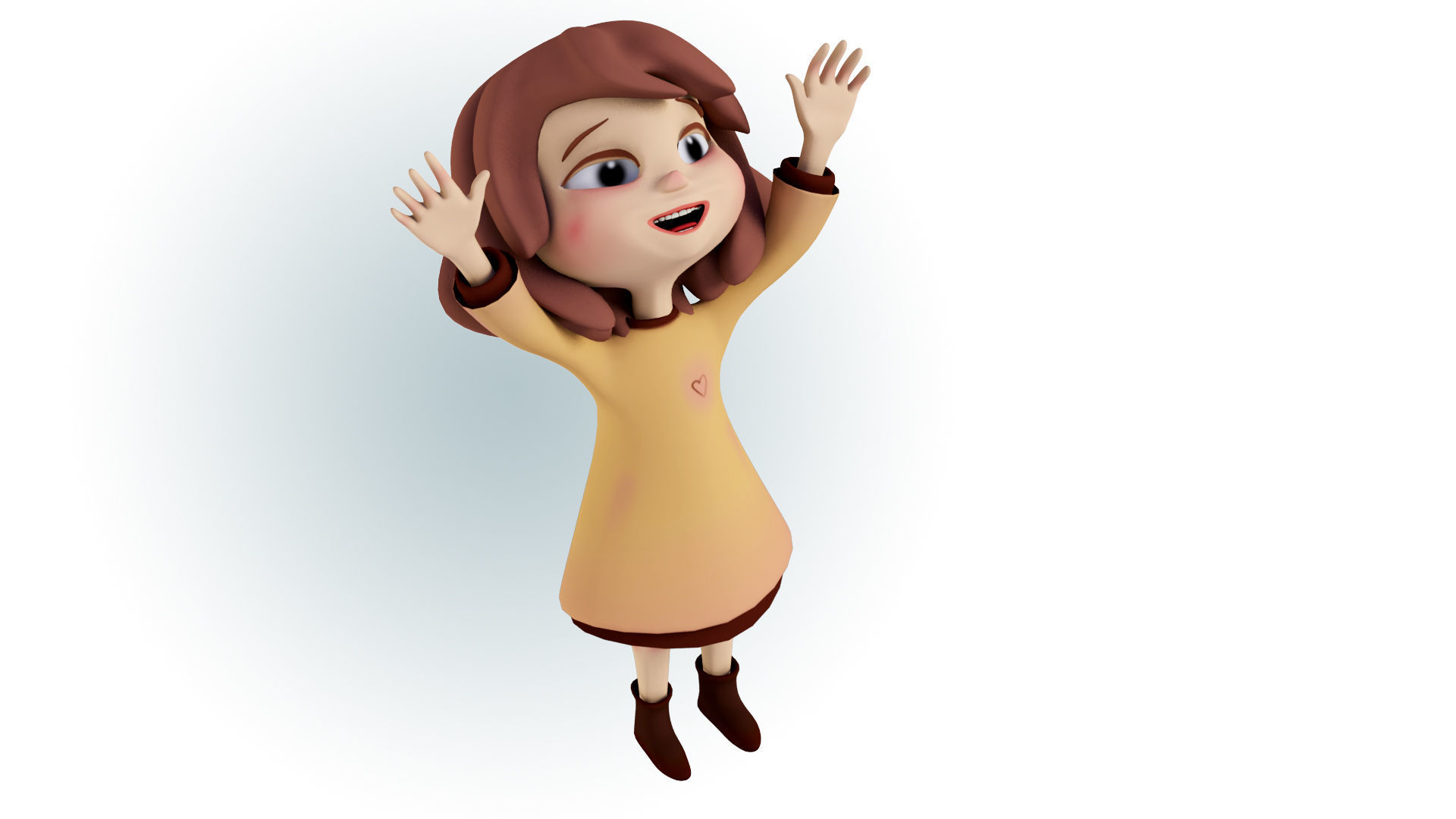 Cartoon Girl 3D model_3