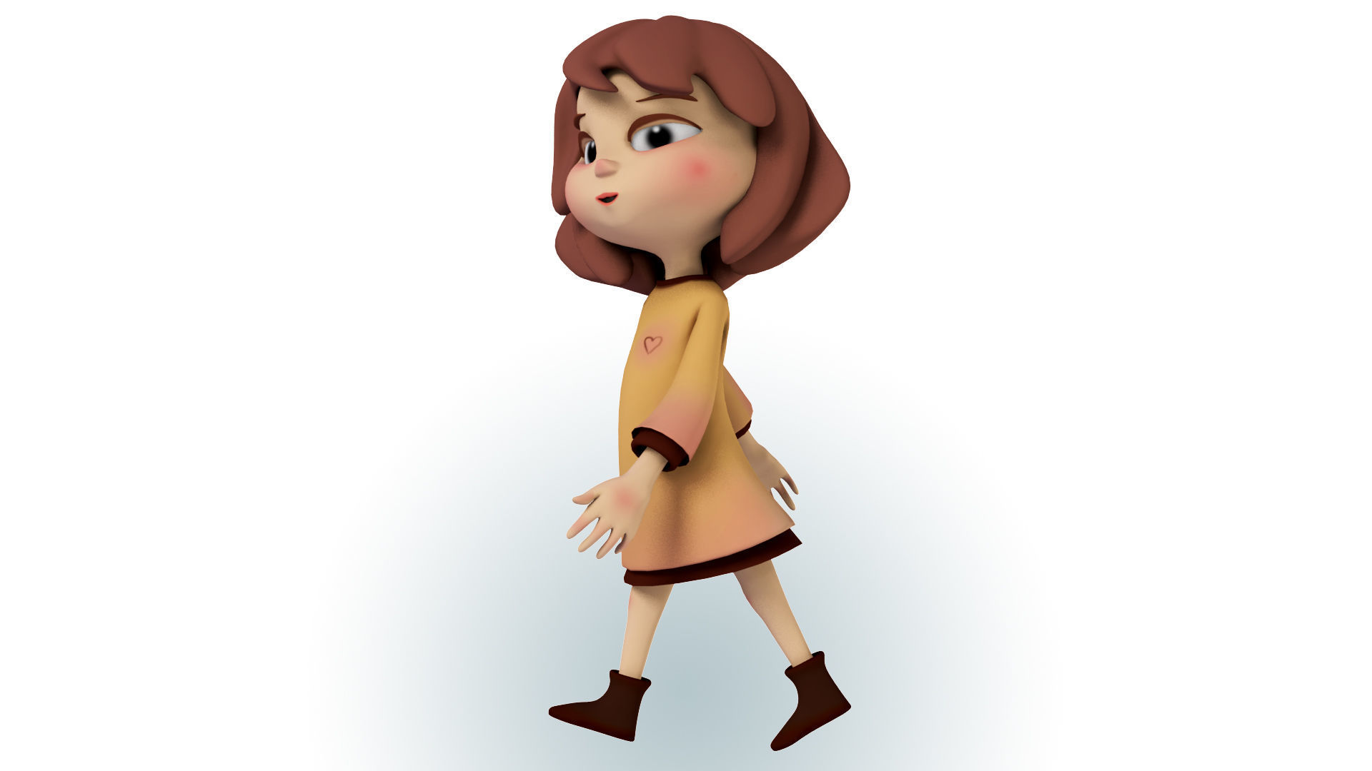 Cartoon Girl 3D model_2