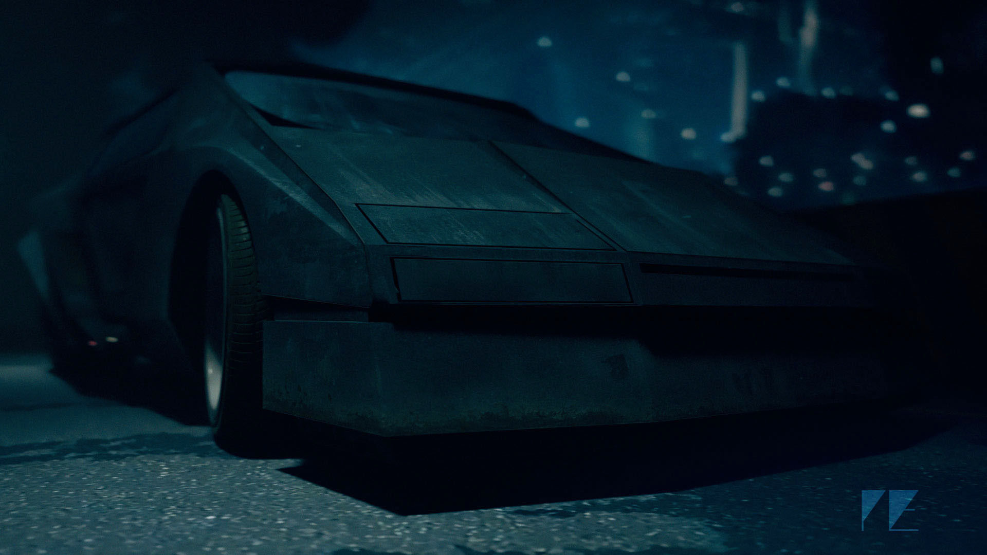 Retro Futuristic Cyberpunk Car Low-poly 3D model_6