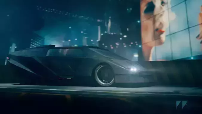 Retro Futuristic Cyberpunk Car Low-poly 3D model