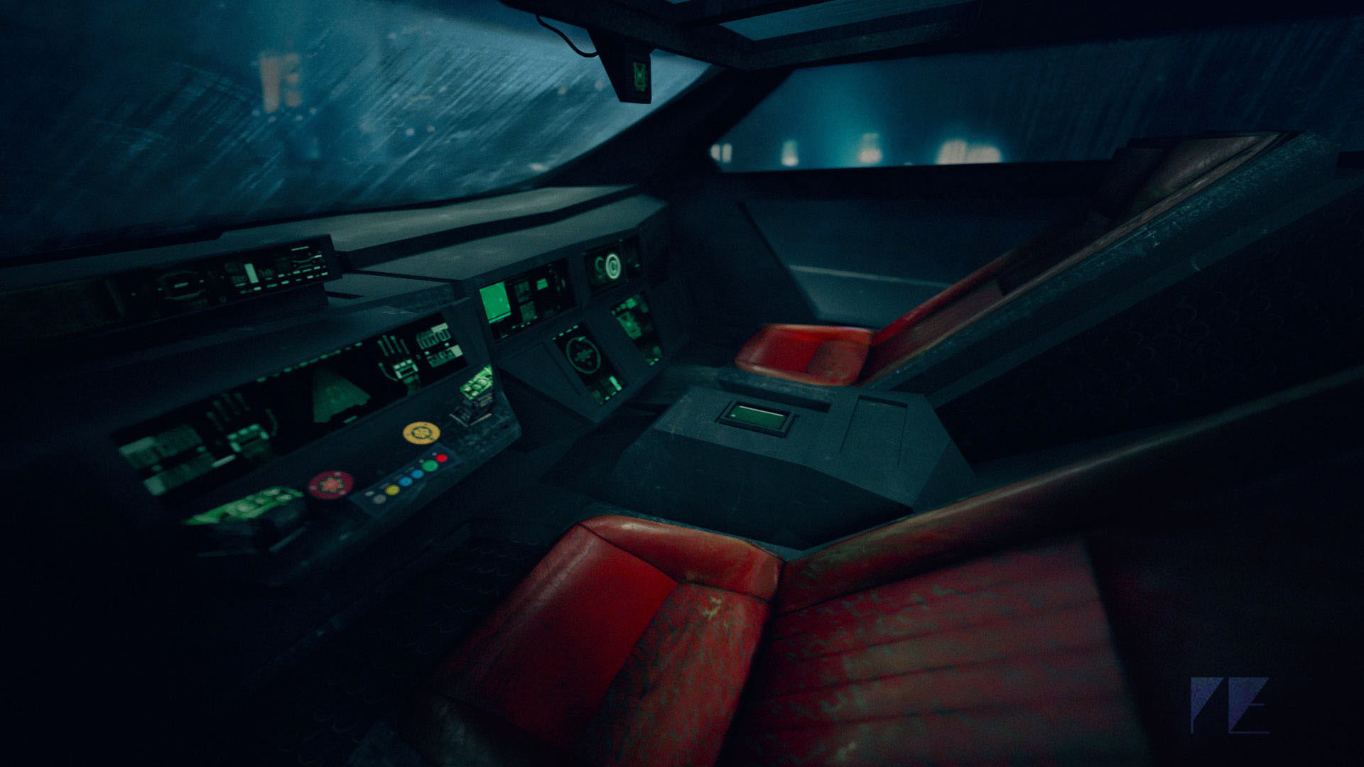 Retro Futuristic Cyberpunk Car Low-poly 3D model_4