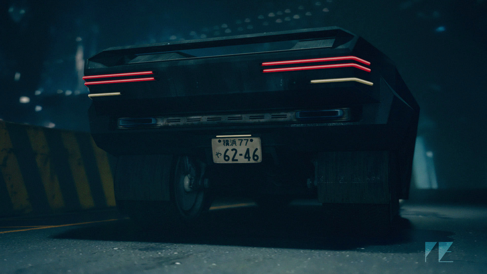 Retro Futuristic Cyberpunk Car Low-poly 3D model_3