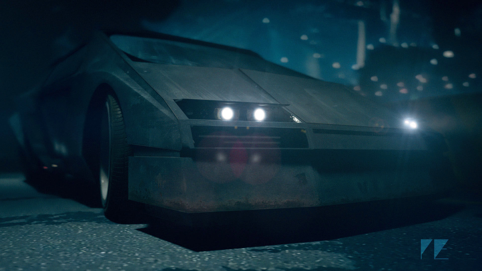 Retro Futuristic Cyberpunk Car Low-poly 3D model_5