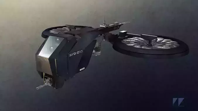 Drone spacecraft with two propellers 3D model