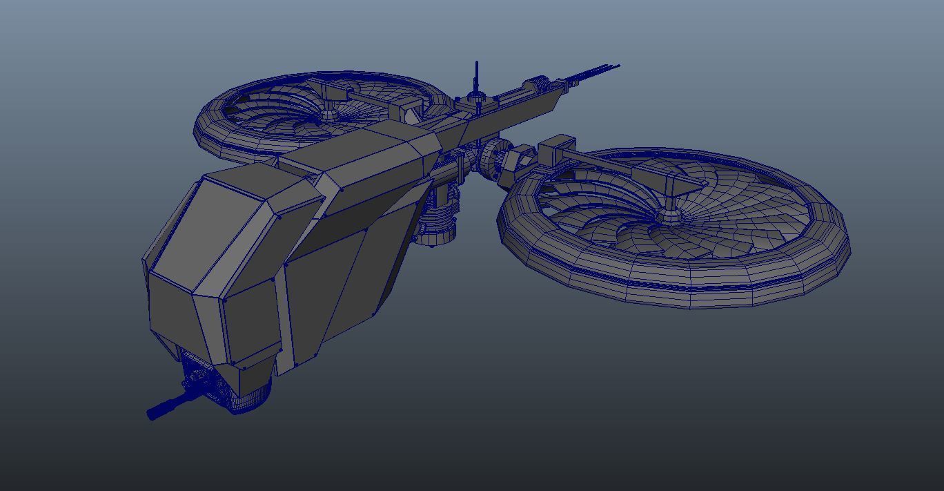 Drone spacecraft with two propellers 3D model_6