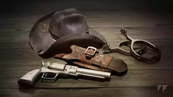 Wild West Cowboy Gear - 4 Pack 3D model