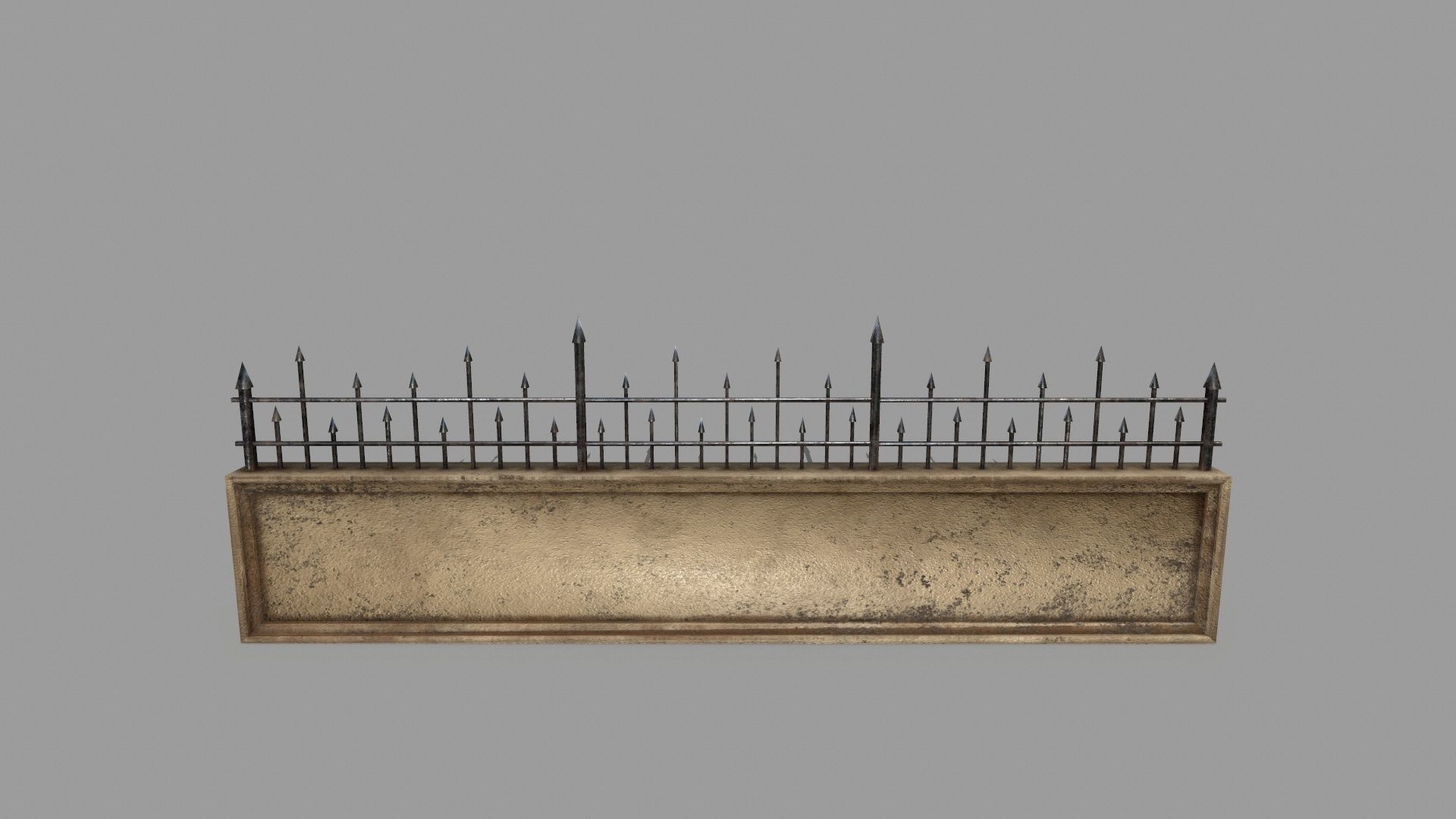 wall set stone with wrought iron railings Low-poly 3D model_9