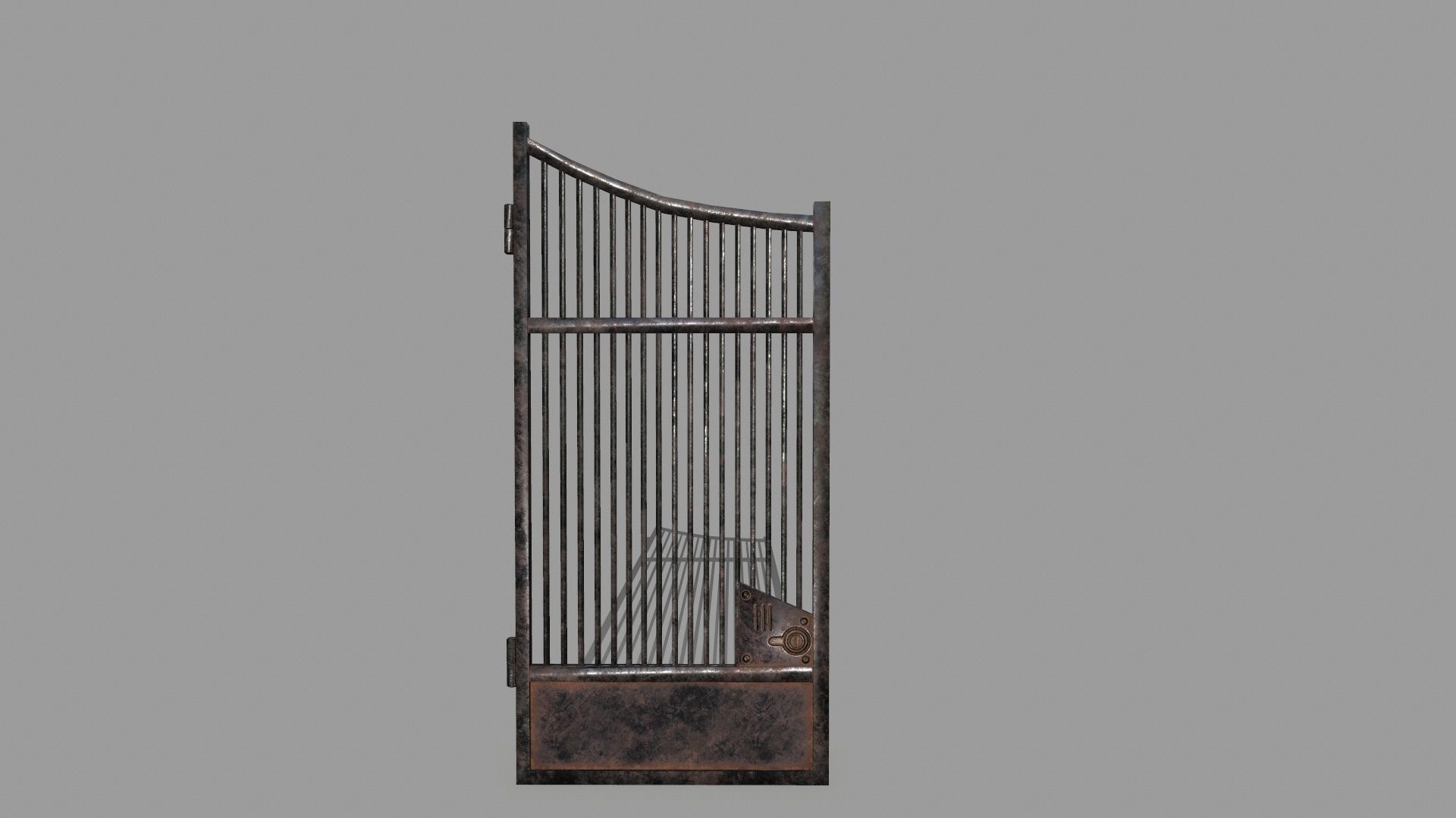 wall set stone with wrought iron railings Low-poly 3D model_15