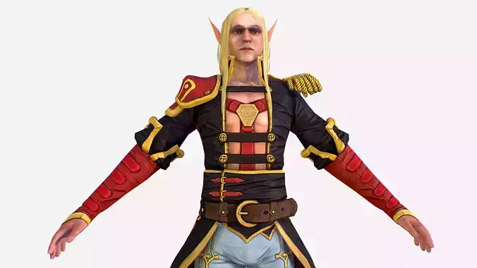 Man White Elf Leather Coat Cavalier Game Character