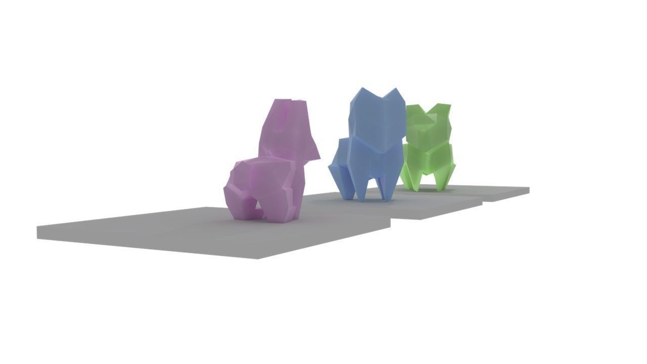 Origami pets RIGGED Low-poly 3D model_5