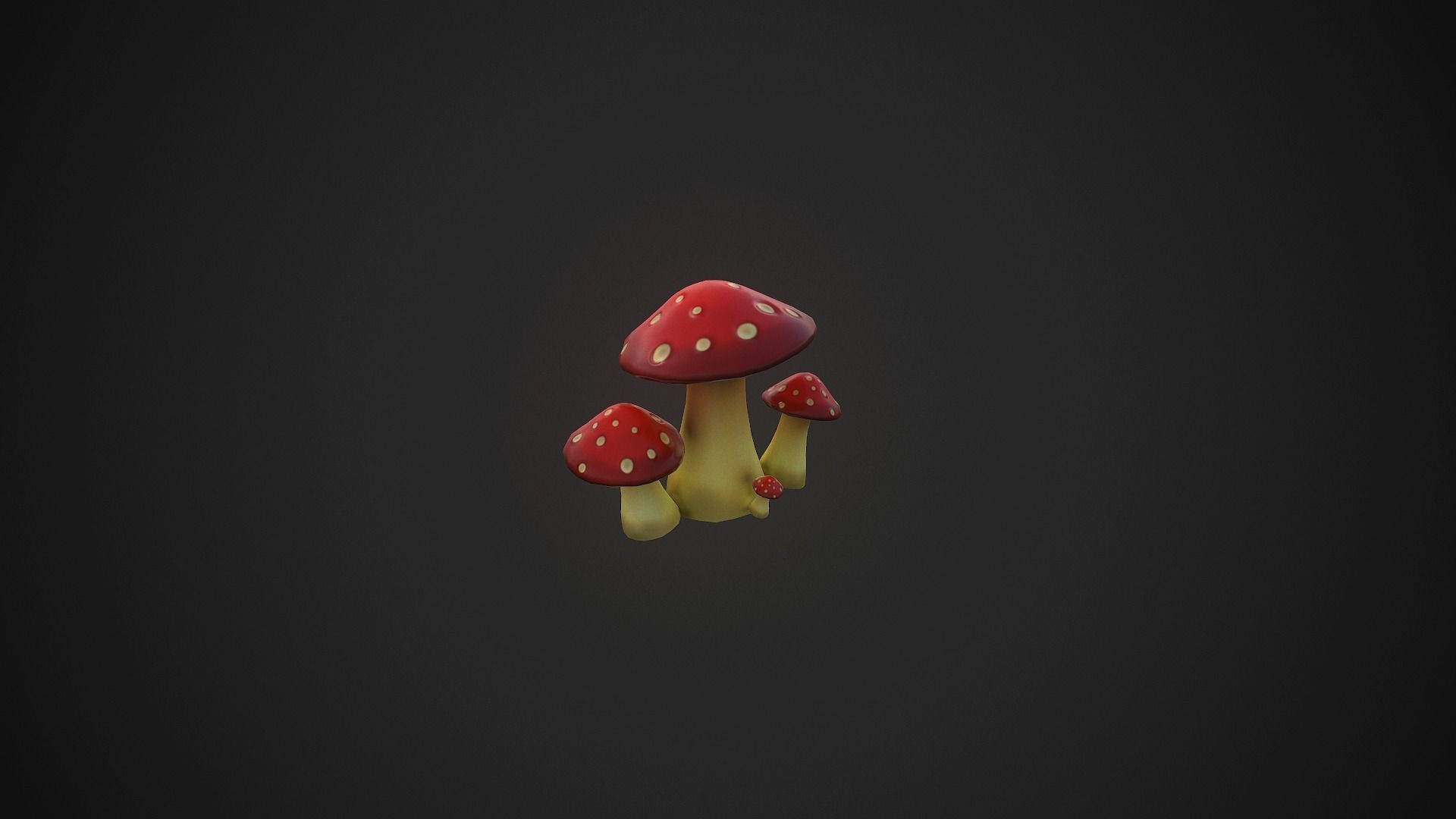 Mushrooms three Low-poly 3D model_2