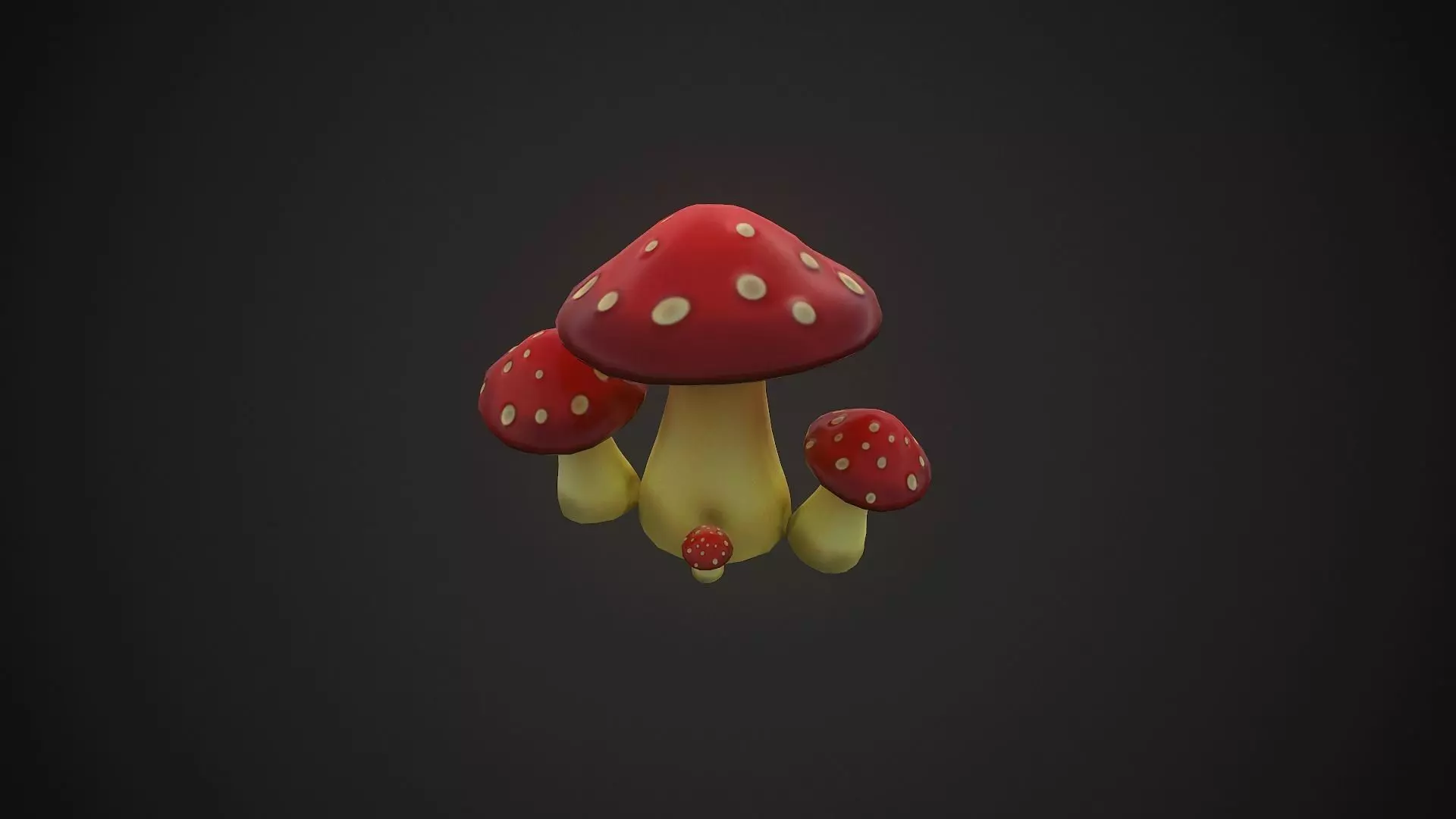 Mushrooms three Low-poly 3D model_0