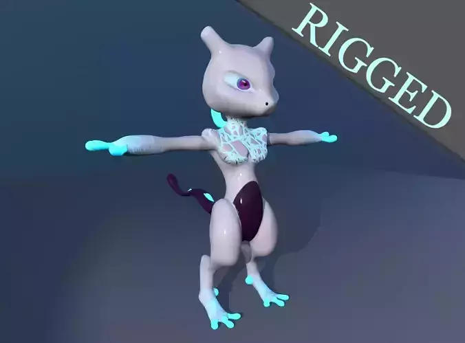 Glowing Mewtwo Free low-poly 3D model