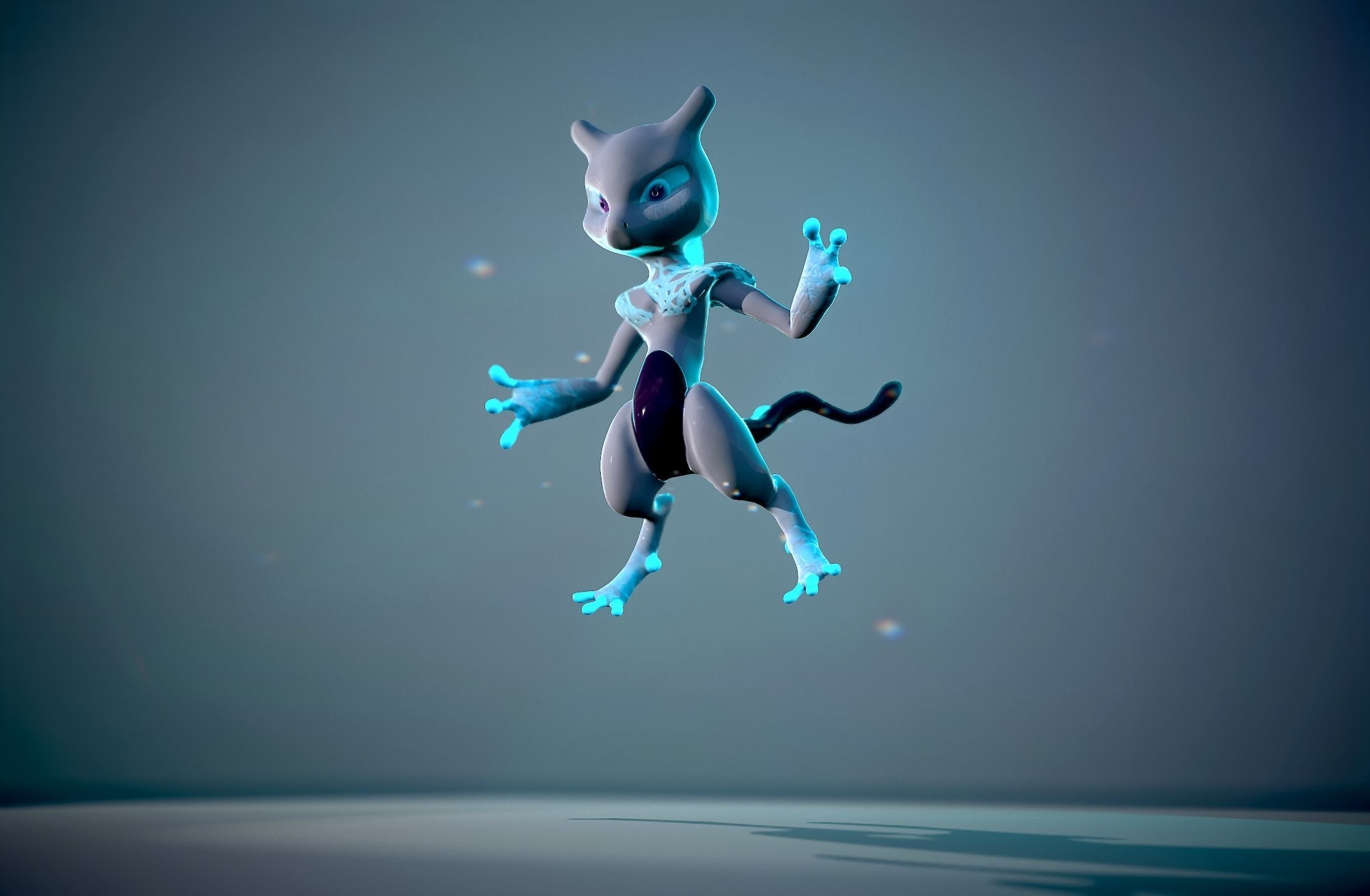 Glowing Mewtwo Free low-poly 3D model_39
