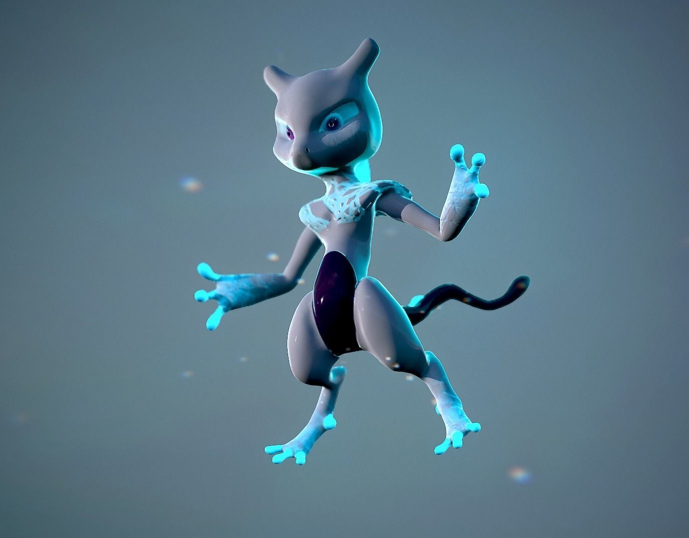 Glowing Mewtwo Free low-poly 3D model_3