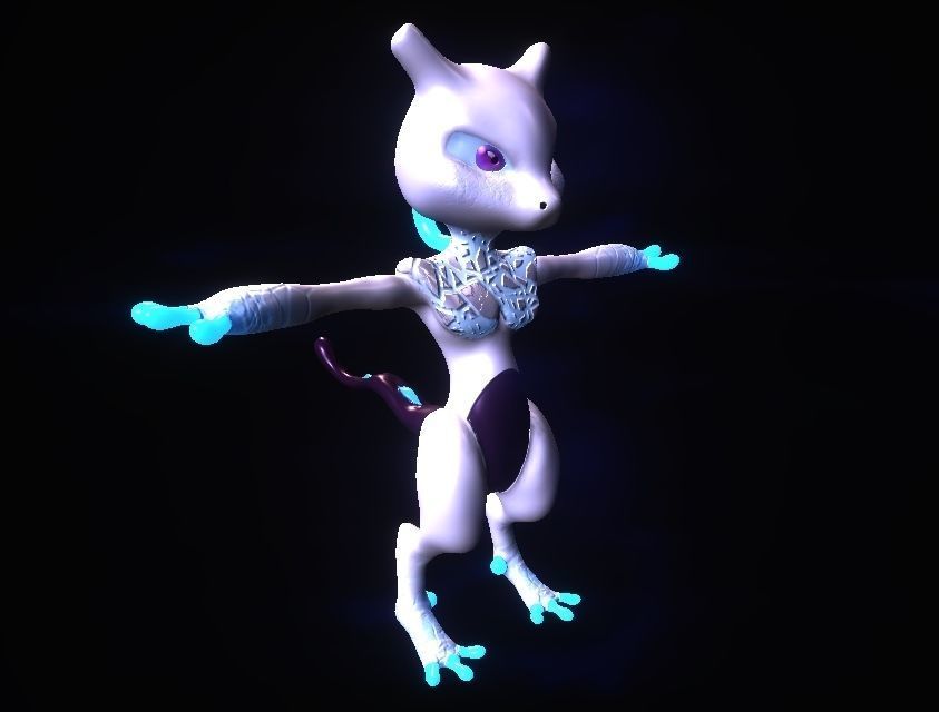 Glowing Mewtwo Free low-poly 3D model_6