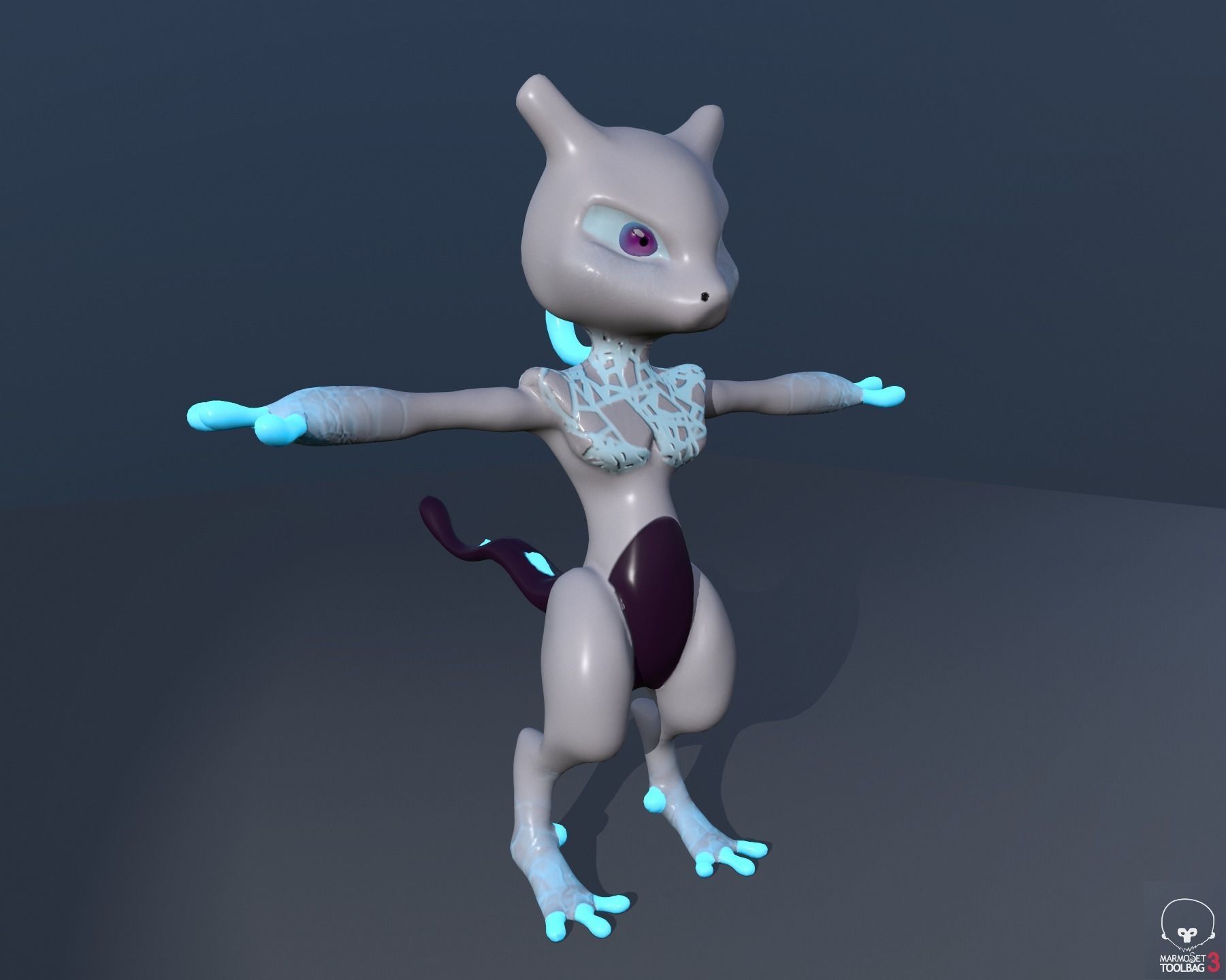 Glowing Mewtwo Free low-poly 3D model_32
