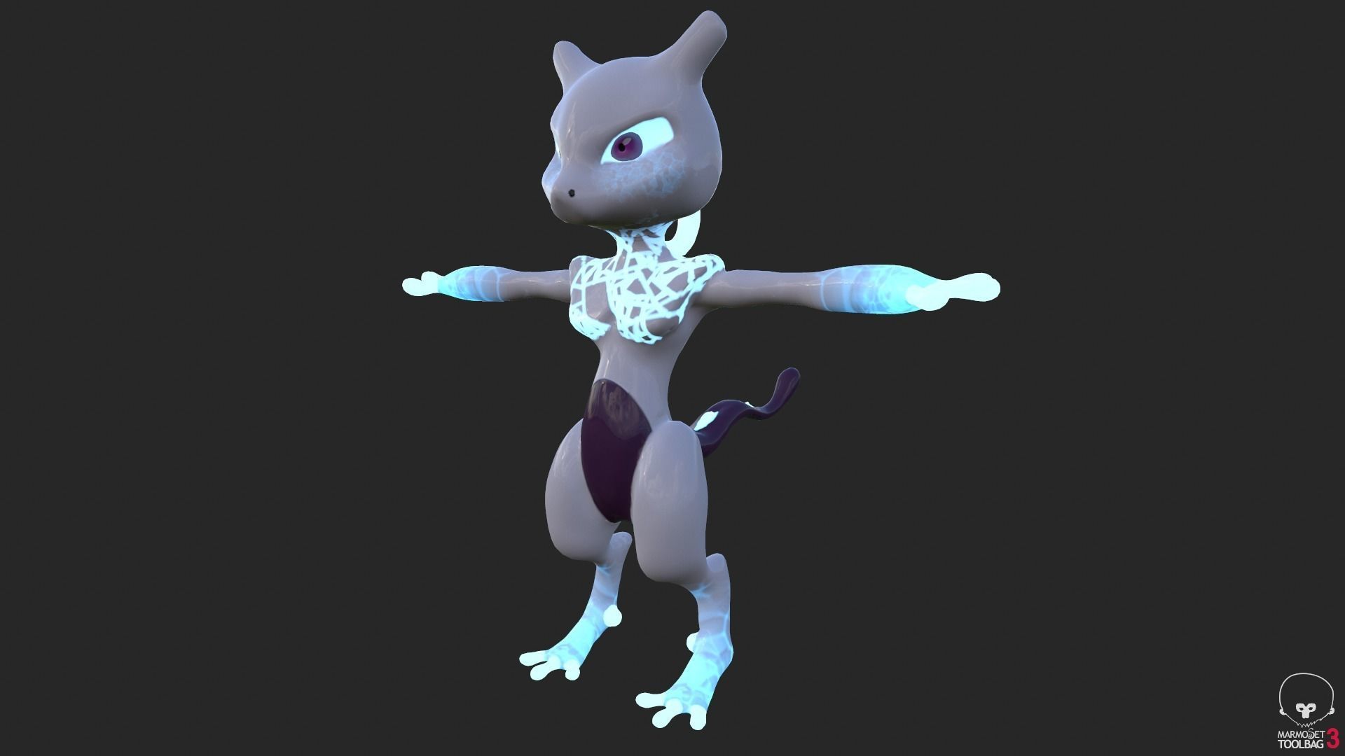 Glowing Mewtwo Free low-poly 3D model_28