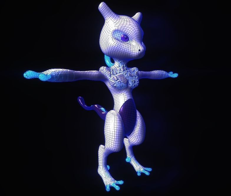 Glowing Mewtwo Free low-poly 3D model_7
