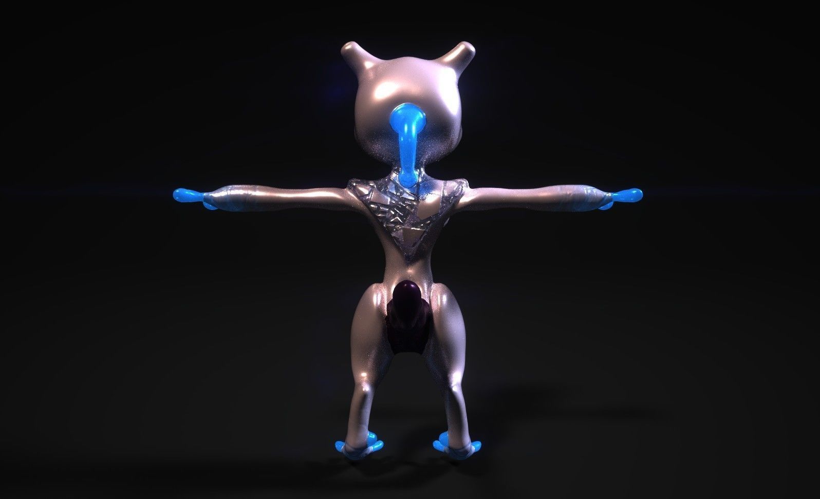 Glowing Mewtwo Free low-poly 3D model_8