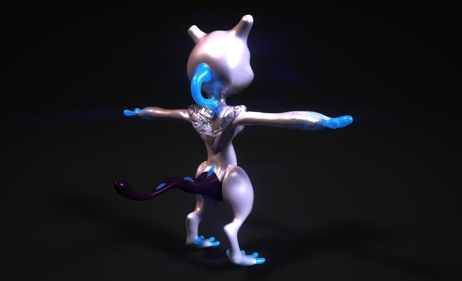Glowing Mewtwo Free low-poly 3D model_9
