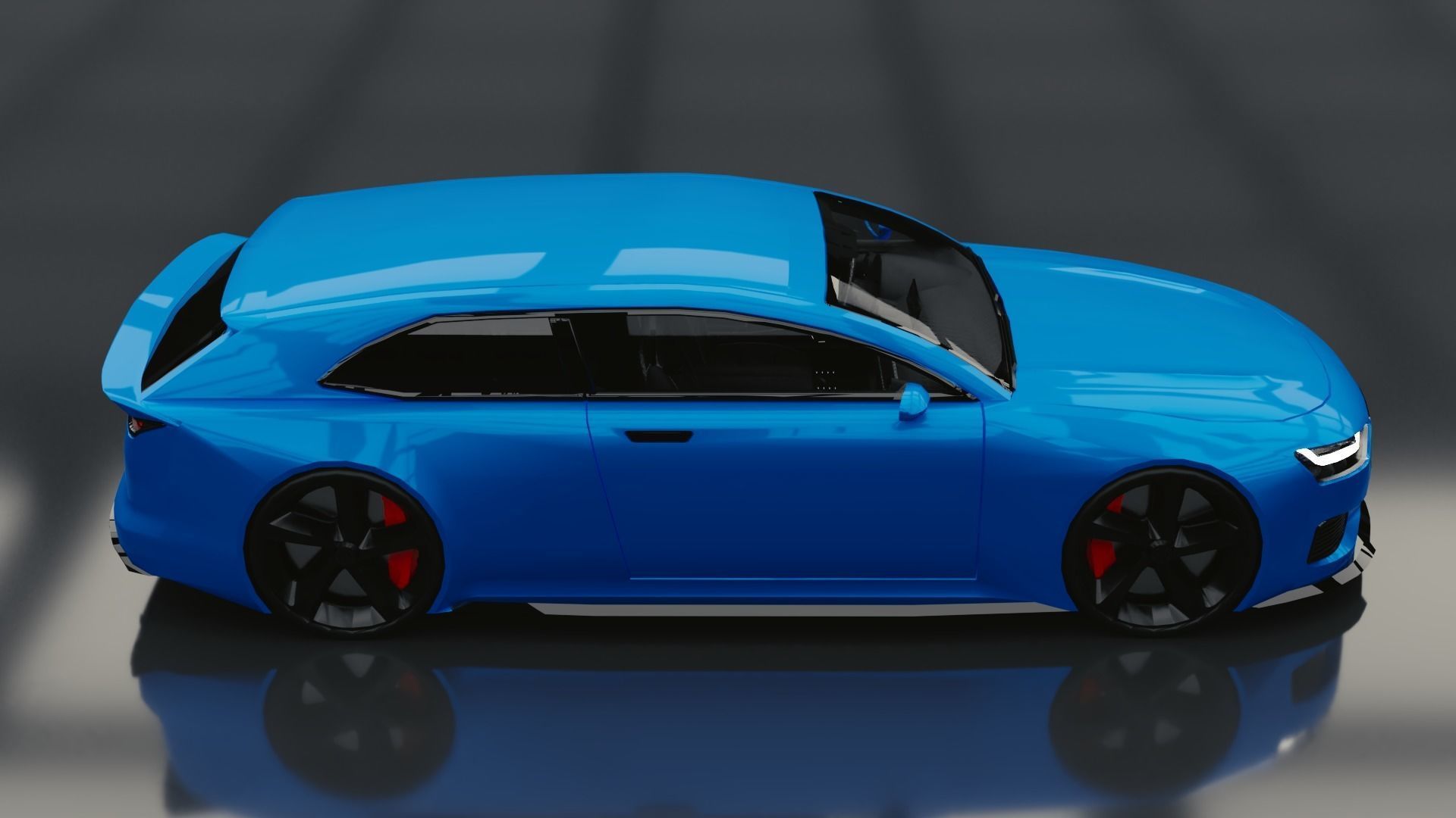 Generic Mid Size 2 Door Shooting Break Low-poly 3D model_3