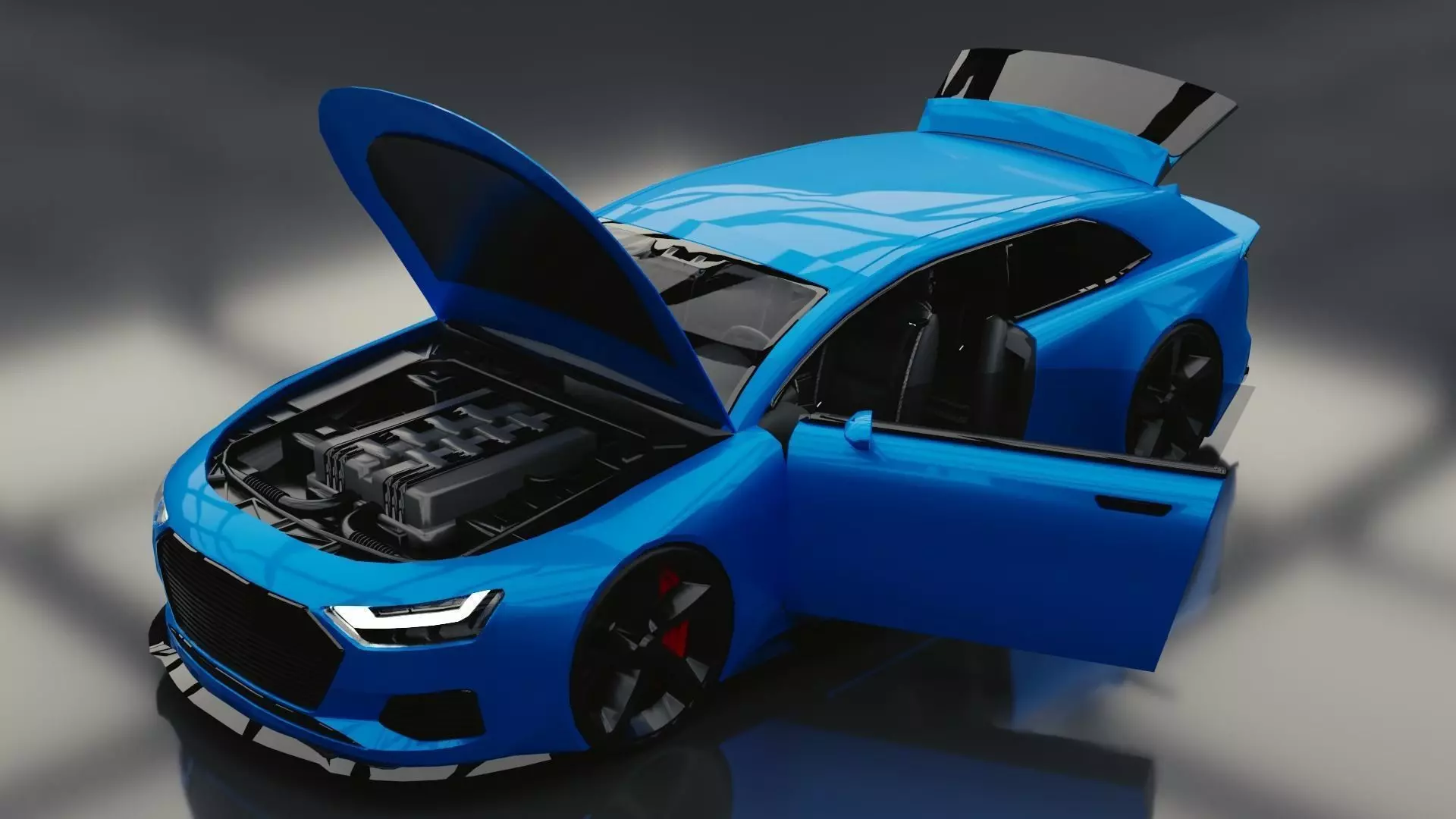 Generic Mid Size 2 Door Shooting Break Low-poly 3D model_0