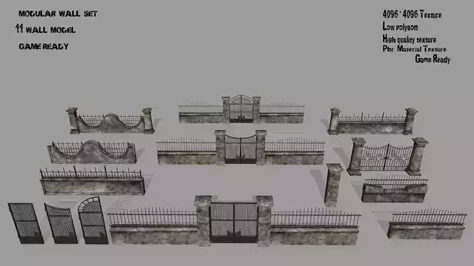 wall set metal fence