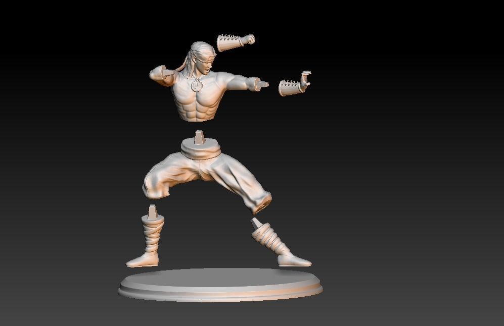Liu Kang fight pose 3D print model_5