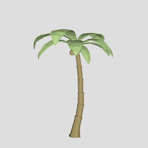 Low poly Coconut tree ready for game or cartoon 3D model_1