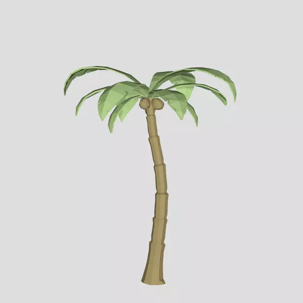 Low poly Coconut tree ready for game or cartoon 3D model_0