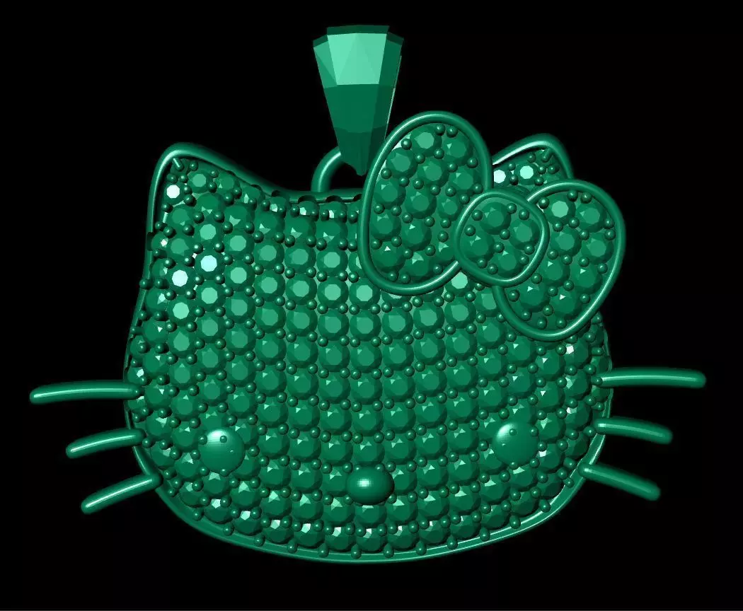 hellokitti emerald hello kitty pendant 3D print model_0