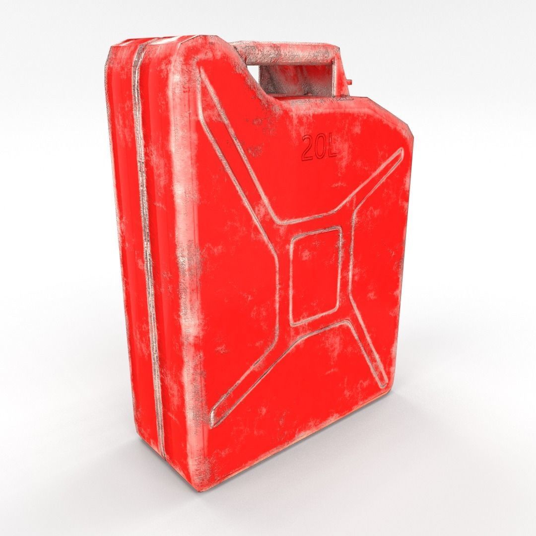 Jerry Can Low Poly 2 Worn PBR Low-poly 3D model_2