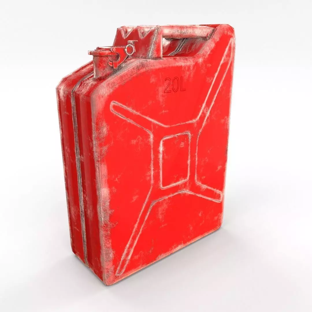 Jerry Can Low Poly 2 Worn PBR Low-poly 3D model_0