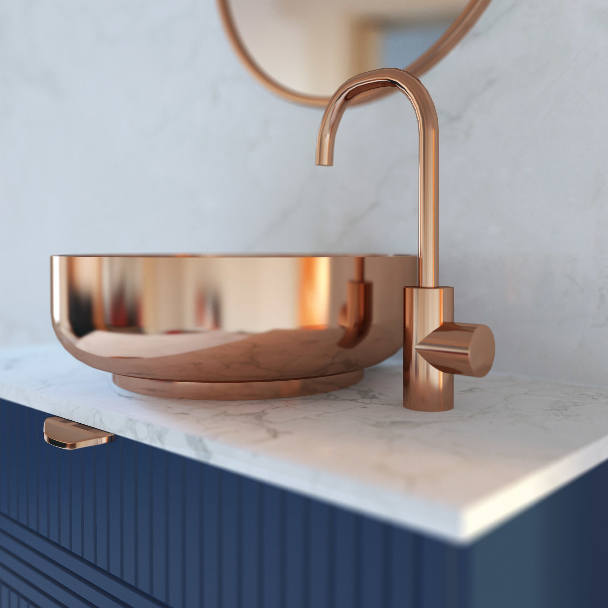 Bathroom set vanity copper 3D model_1