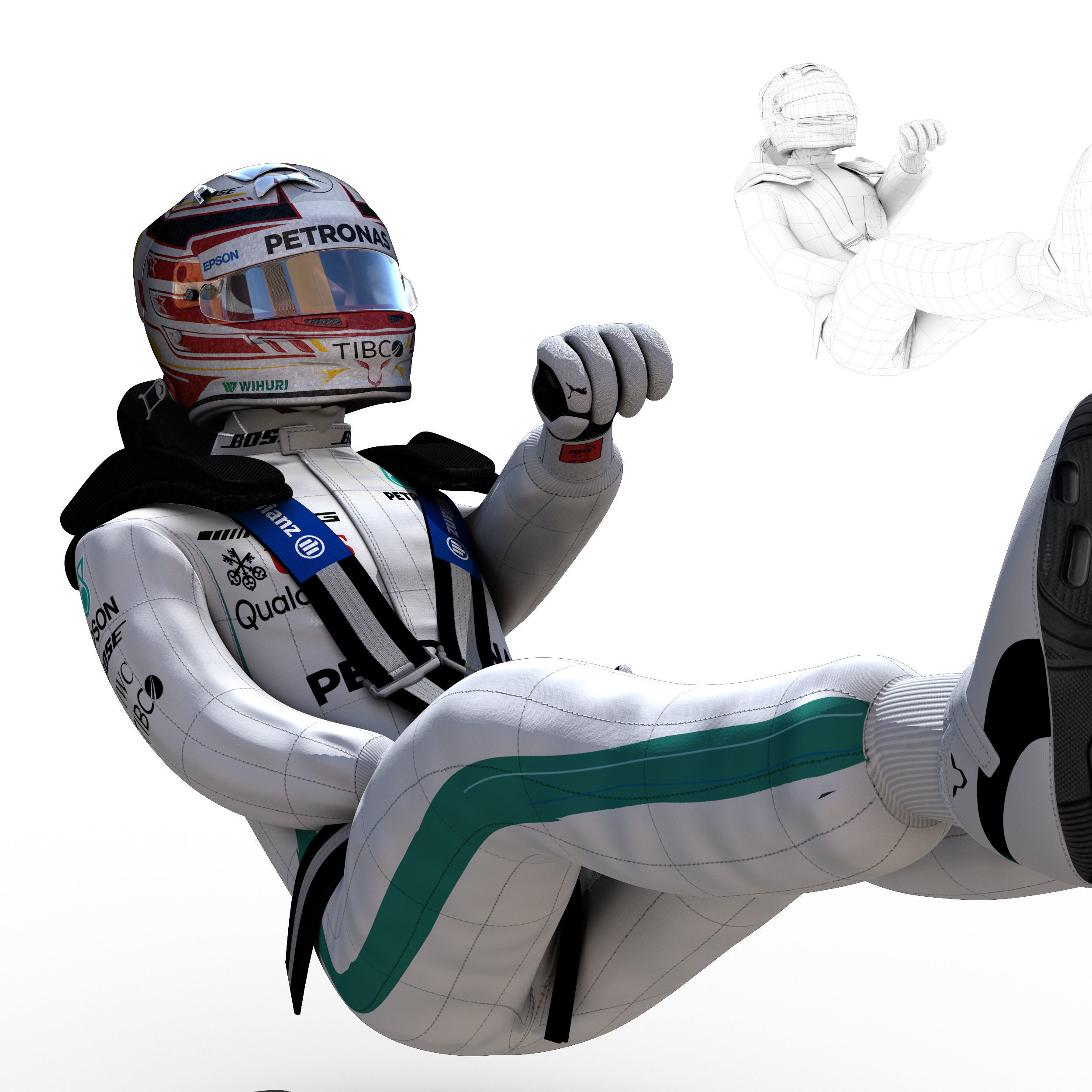 Lewis Hamilton 2018 Low-poly 3D model_7