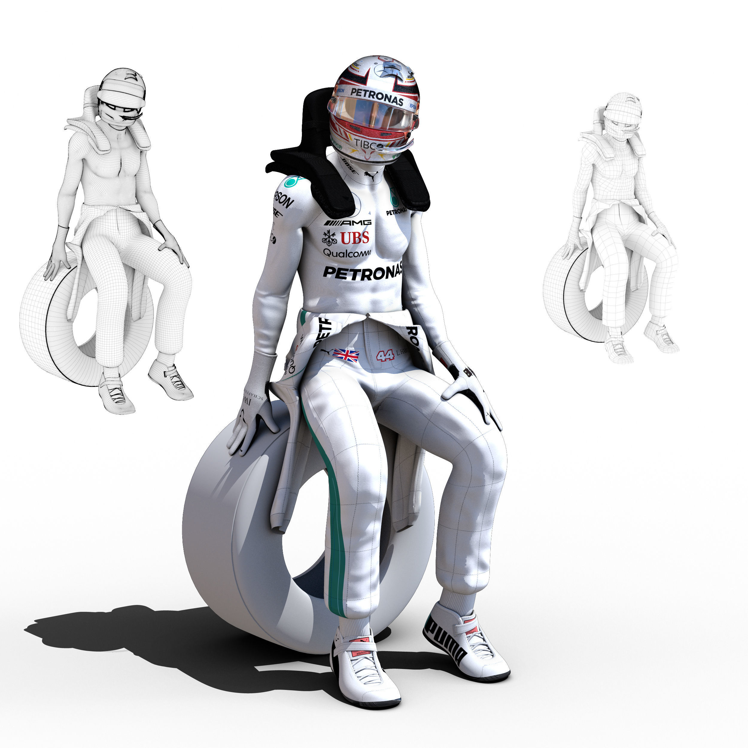 Lewis Hamilton 2018 Low-poly 3D model_3