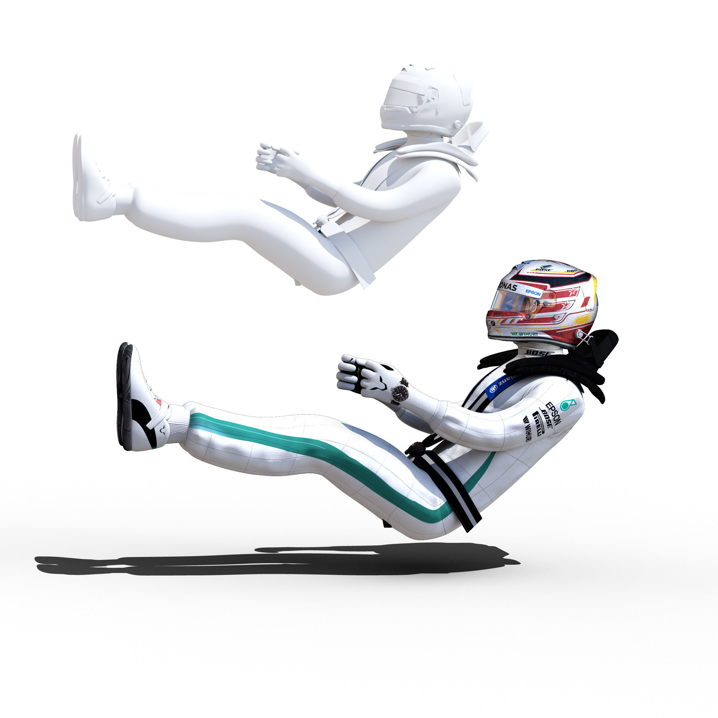 Lewis Hamilton 2018 Low-poly 3D model_4
