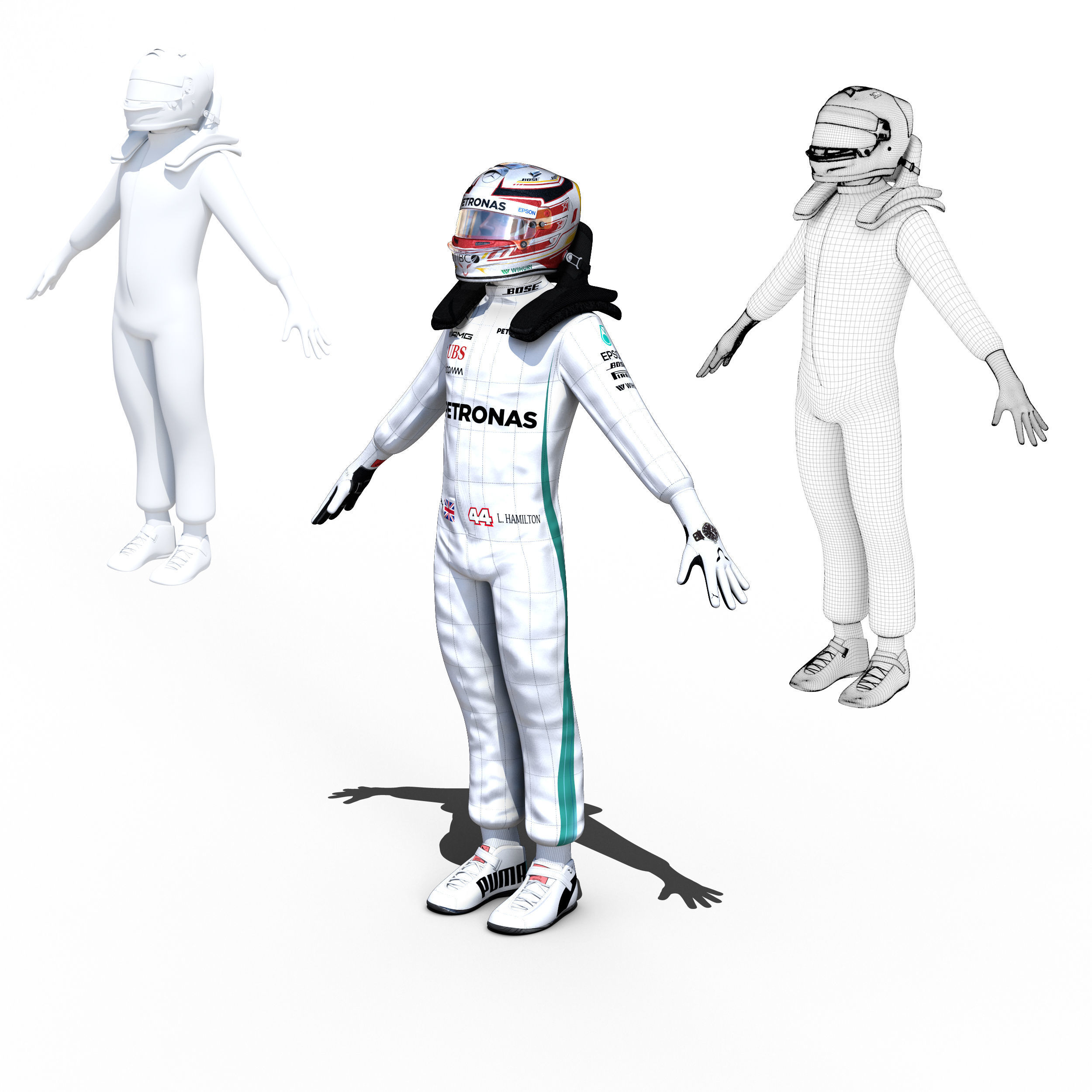 Lewis Hamilton 2018 Low-poly 3D model_9