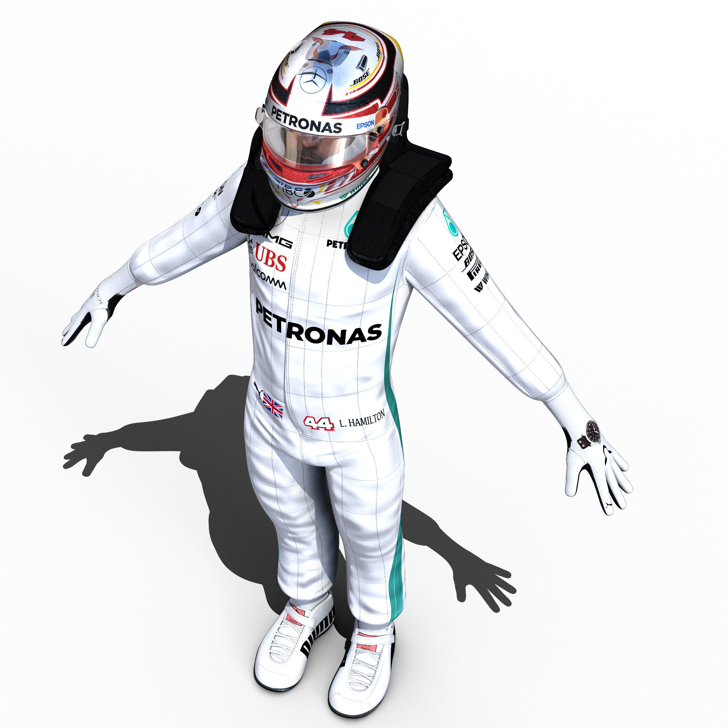 Lewis Hamilton 2018 Low-poly 3D model_6